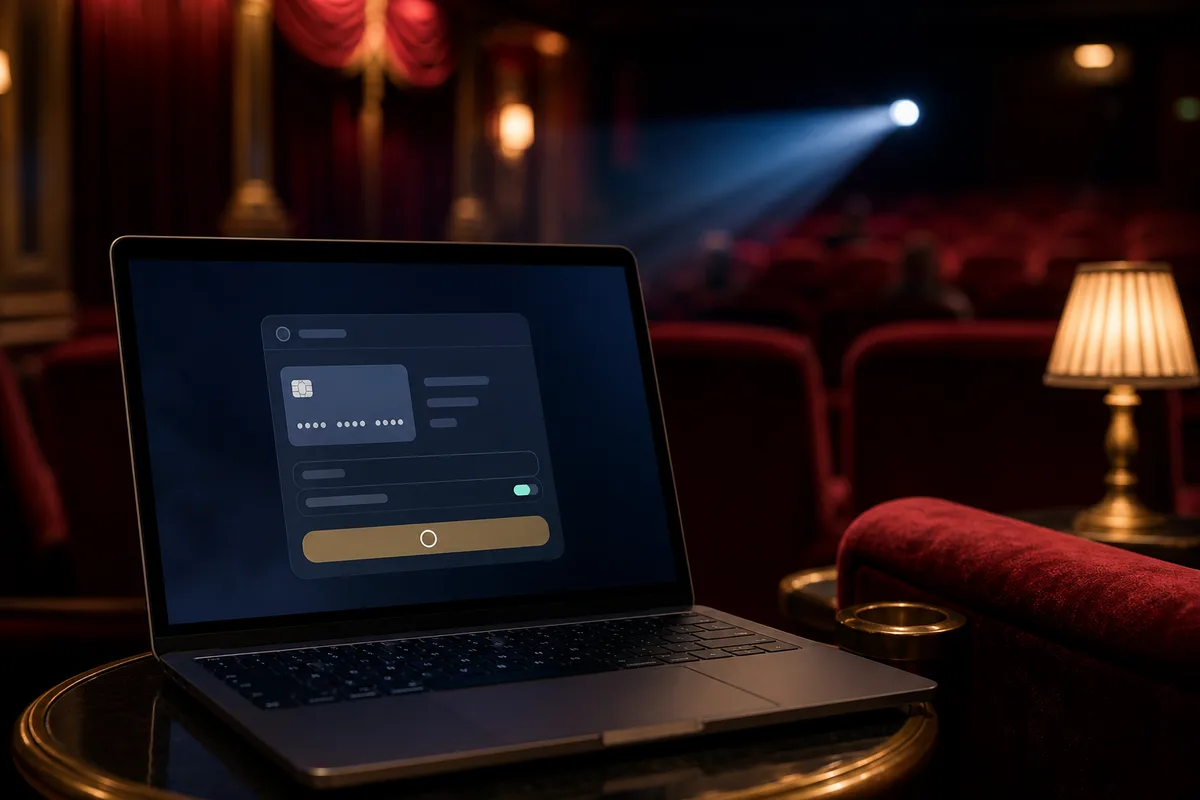 Ordinateur portable affichant une page de paiement sécurisée pour un service vidéo